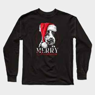 Funny Fox Terrier Santa Merry Christmas dog mom Long Sleeve T-Shirt